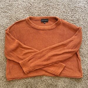 Cotton Burnt Orange Crewneck Knit Sweater